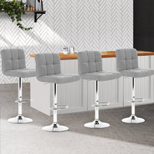 Load image into Gallery viewer, Artiss Set of 4 Fabric Swivel Bar Stools - Grey