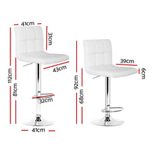 Load image into Gallery viewer, Artiss Set of 2 PU Leather Gas Lift Bar Stools - White