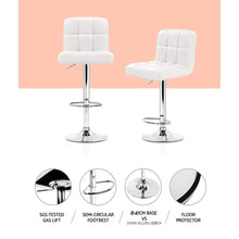 Load image into Gallery viewer, Artiss Set of 2 PU Leather Gas Lift Bar Stools - White