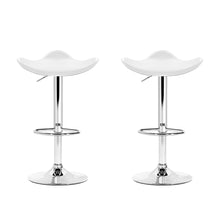 Load image into Gallery viewer, Artiss Set of 2 Gas Lift Bar Stools PU Leather - White and Chrome