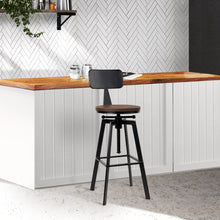 Load image into Gallery viewer, Artiss Rustic Industrial Style Metal Bar Stool - Black and Wood
