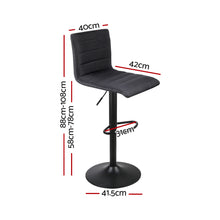 Load image into Gallery viewer, Artiss Set of 2 Faux Linen Bar Stools - Black