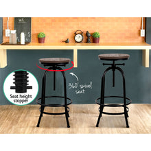Load image into Gallery viewer, Artiss Bar Stool Industrial Round Seat Wood Metal - Black and Brown