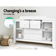 Load image into Gallery viewer, Keezi Baby Change Table Tall boy Drawers Dresser Chest Storage Cabinet White