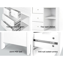 Load image into Gallery viewer, Keezi Baby Change Table Tall boy Drawers Dresser Chest Storage Cabinet White