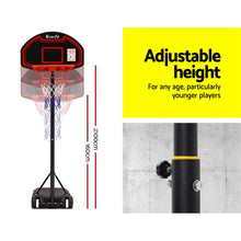 Load image into Gallery viewer, Everfit 2.1M Adjustable Portable Basketball Stand Hoop System Rim Black