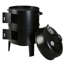 Load image into Gallery viewer, Grillz 3-in-1 Charcoal BBQ Smoker - Black