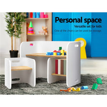 Load image into Gallery viewer, Keezi 3 PC Nordic Kids Table Chair Set White Desk Activity Compact Children
