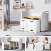Load image into Gallery viewer, Keezi 3 PC Nordic Kids Table Chair Set White Desk Activity Compact Children