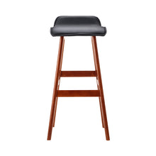 Load image into Gallery viewer, Artiss Set of 2 PU Leather Wood Wave Style Bar Stool - Black