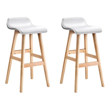 Load image into Gallery viewer, Artiss Set of 2 PU Leather Wood Wave Style Bar Stool - White