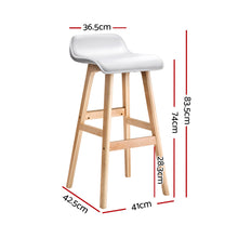 Load image into Gallery viewer, Artiss Set of 2 PU Leather Wood Wave Style Bar Stool - White
