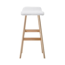 Load image into Gallery viewer, Artiss Set of 2 PU Leather Wood Wave Style Bar Stool - White