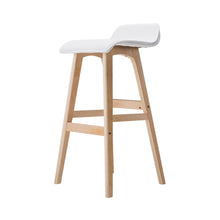 Load image into Gallery viewer, Artiss Set of 2 PU Leather Wood Wave Style Bar Stool - White