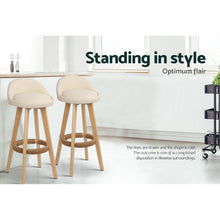 Load image into Gallery viewer, Artiss Set of 2 PU Leather Backrest Bar Stools - Beige