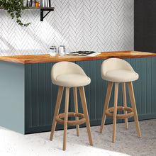 Load image into Gallery viewer, Artiss Set of 2 PU Leather Backrest Bar Stools - Beige