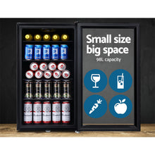 Load image into Gallery viewer, Devanti 98L Bar Fridge Glass Door Mini Freezer Fridges Countertop Beverage Commercial