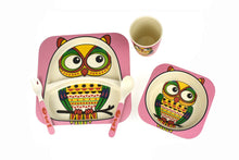 Load image into Gallery viewer, Bamboo Kids Owl themed dinnerware 5pcs-Owl