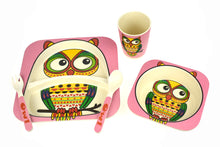 Load image into Gallery viewer, Bamboo Kids Owl themed dinnerware 5pcs-Owl