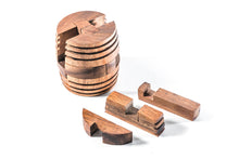 Load image into Gallery viewer, Wooden brain teaser puzzle, 3D wood puzzle, handmade- The Barrel challenge