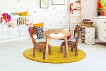 Load image into Gallery viewer, Children's furniture Set Bear Table and 2 Chairs -natural wood handmade and solid build