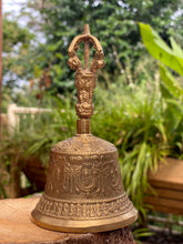 Load image into Gallery viewer, Brass Bell 6 inch 14 cm Buddhist Nepal Tibetan Prayer Bell Meditation Stress Relief or Sound Therapy