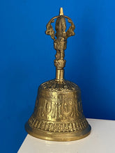 Load image into Gallery viewer, Brass Bell 6 inch 14 cm Buddhist Nepal Tibetan Prayer Bell Meditation Stress Relief or Sound Therapy
