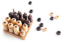 Load image into Gallery viewer, 4 IN A ROW GAME Connect four board 3 dimensional handmade in beautiful wood.