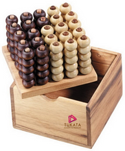 Load image into Gallery viewer, 4 IN A ROW GAME Connect four board 3 dimensional handmade in beautiful wood.