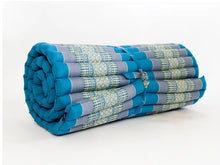 Load image into Gallery viewer, Thai kapok cushion Day bed Roll Out Mattress KING Size XXL Foldout Mat relaxation, day bed, camping or Yoga Matt Natural Kapok Filled_ 150 x 200 cm BLUE