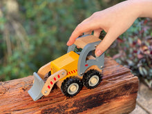 Load image into Gallery viewer, wooden toy Bobcat on piece wood display