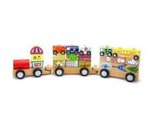 Load image into Gallery viewer, Wooden Block Puzzle Shapes Stacking Train-21 pieces.