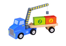 Load image into Gallery viewer, Wooden Toy Loader Truck With Containers And Crane.