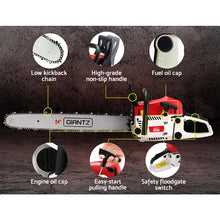 Load image into Gallery viewer, Giantz 62cc Chainsaw Petrol Commercial 24" Bar E-Start Tree Chain Saw 5.2HP