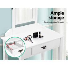 Load image into Gallery viewer, Artiss Dressing Table Stool Set Makeup Mirror Jewellery Cabinet Drawer Organizer