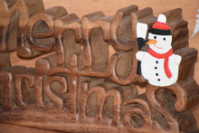 Load image into Gallery viewer, Wooden carved Merry Christmas decoration 38 cm long
