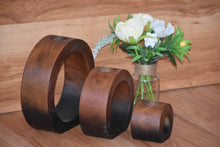 Load image into Gallery viewer, Candle holder set of 3 concentric wooden designed stye