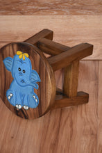 Load image into Gallery viewer, Children's Wooden Stool Blue Baby ELEPHANT Themed Chair Toddlers Step sitting Stool