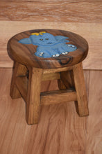 Load image into Gallery viewer, Children's Wooden Stool Blue Baby ELEPHANT Themed Chair Toddlers Step sitting Stool