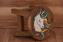 Load image into Gallery viewer, Children's Wooden Stool Unicorn Chair Toddler Step Stool furniture.