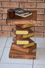 Load image into Gallery viewer, Side Table, corner Stool, Plant Stand Raintree Wood Natural Finish-Book Stack stool-Gold leaf Pages