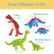 Load image into Gallery viewer, Dinosaur Modeling clay build kit-set of 5 Dinosaurs to build.
