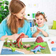 Load image into Gallery viewer, Dinosaur Modeling clay build kit-set of 5 Dinosaurs to build.