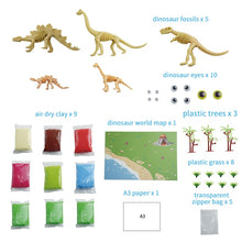 Load image into Gallery viewer, Dinosaur Modeling clay build kit-set of 5 Dinosaurs to build.