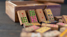 Load image into Gallery viewer, Dominoes Game wood Set 91 pieces Handmade Dominoes in Gift box
