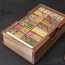 Load image into Gallery viewer, Dominoes Game wood Set 91 pieces Handmade Dominoes in Gift box