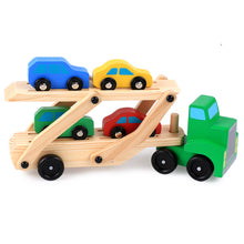 Load image into Gallery viewer, Kids wooden truck toy (Pine) 6 wheels plus movable tray and cars