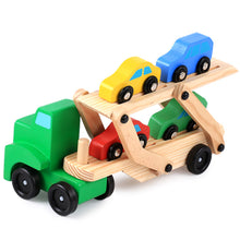 Load image into Gallery viewer, Kids wooden truck toy (Pine) 6 wheels plus movable tray and cars