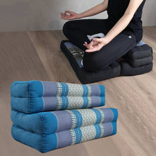 Load image into Gallery viewer, Thai kapok cushion3-Fold Zafu Meditation Cushion Set Blue Medium Size