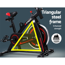Load image into Gallery viewer, Spin Exercise Bike Flywheel Fitness Commercial Home Workout Gym Machine Bonus Phone Holder Black